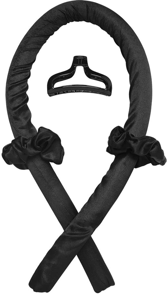 4-delige set - Krulstaaf zonder hitte - Rubberen krulband voor tijdens het slapen - Haaraccessoireset - Grote golven - Zwart