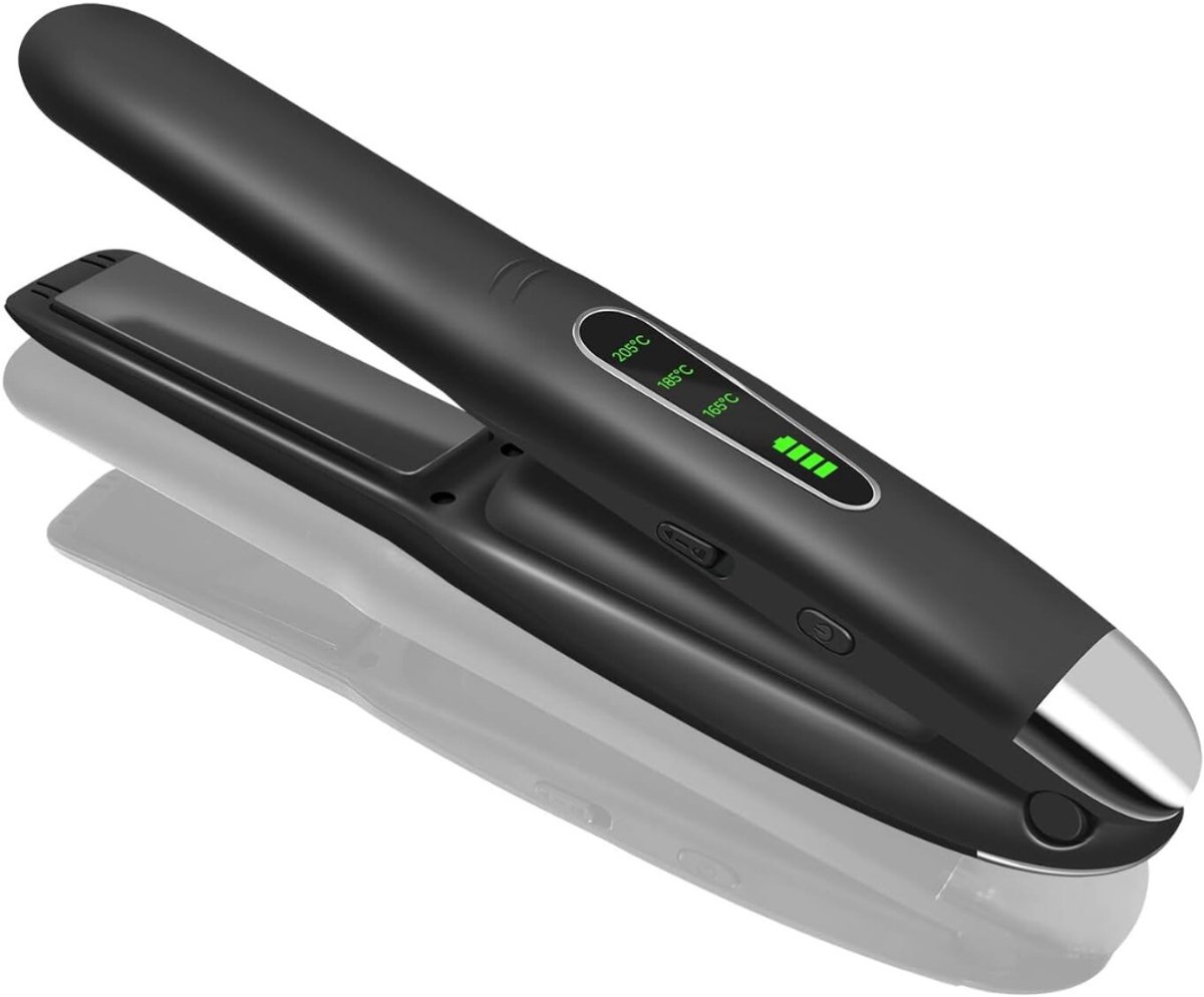 QUOVO® Draadloze Stijltang - Stijltang Draadloos Oplaadbaar - Reis Stijltang met 3 Temperaturen - Zwart-