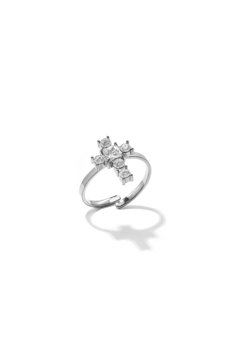 Livia - Verstelbare Ring - Strass - Stainless Steel - - Goud