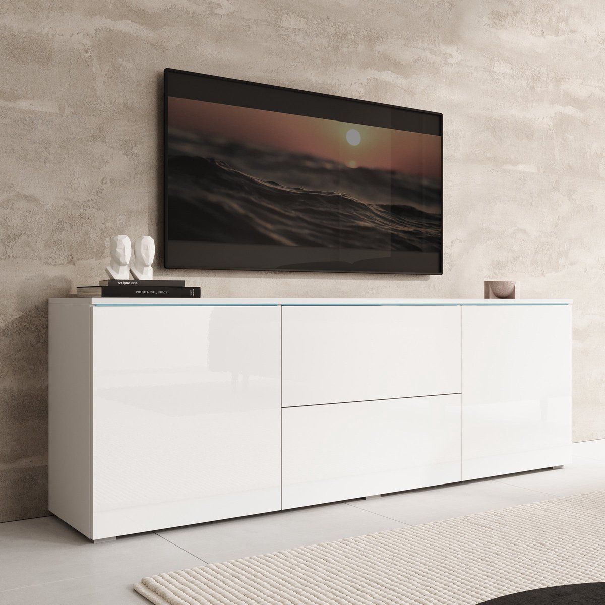 Meubella - TV-Meubel Vico - Wit - 180 cm