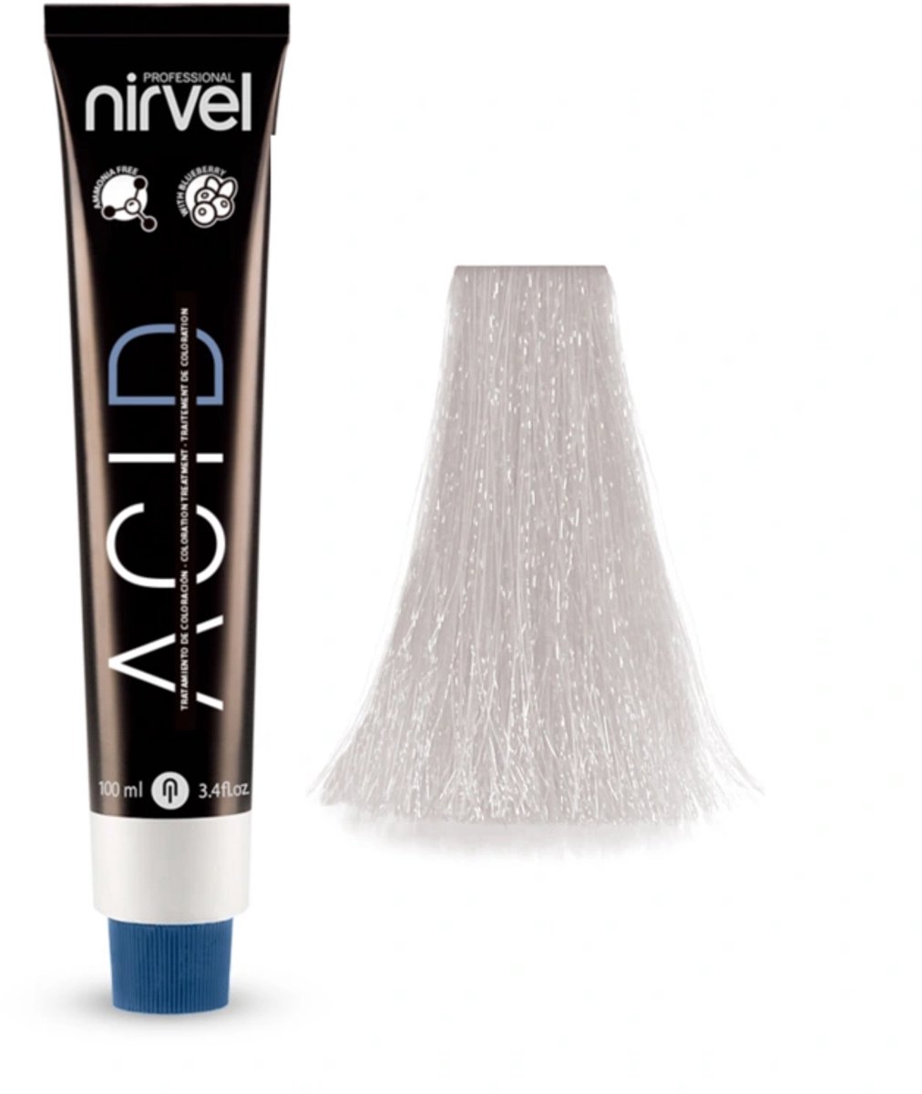 Nirvel ACID LIGHT STEEL 10/1 / Professionele haarkleuring met zure pH-waarde voor licht asblond met staalreflecties 100 ml