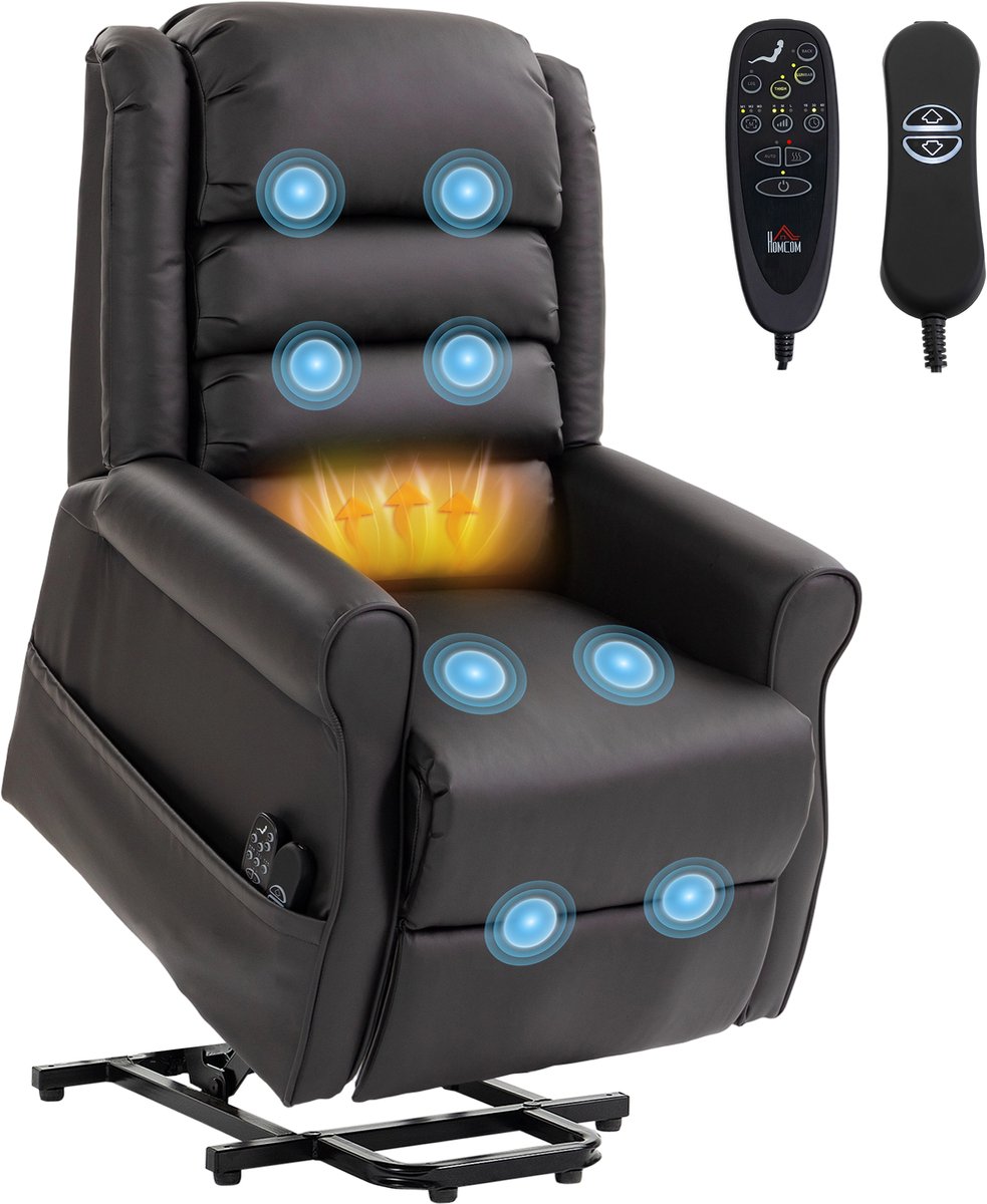 HOMCOM Multi-functional Power Lift Chair-PU-Leder-Dunkelbraun