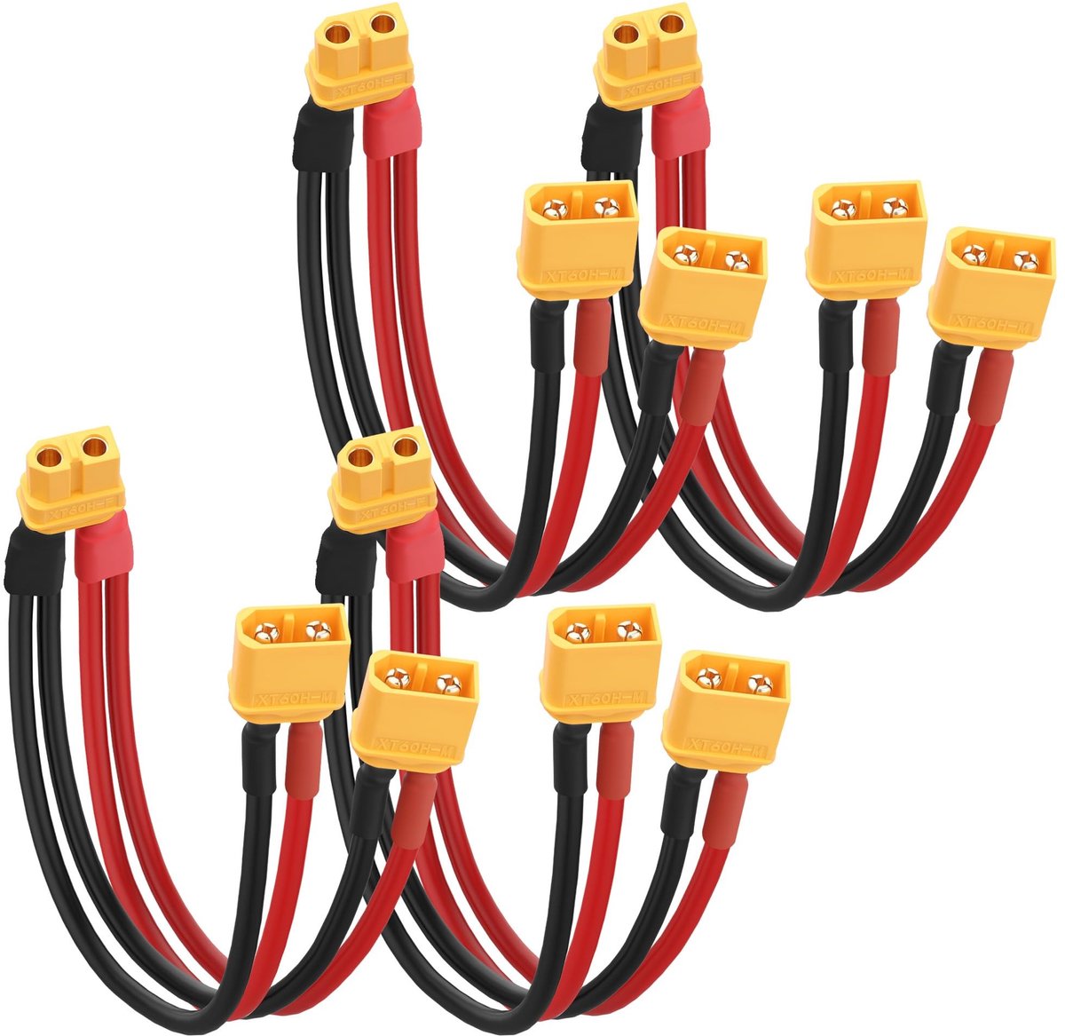 Solidchoice - XT60 Y Splitter Kabel, 1 Vrouwelijk naar 2 Mannelijk, 10 cm