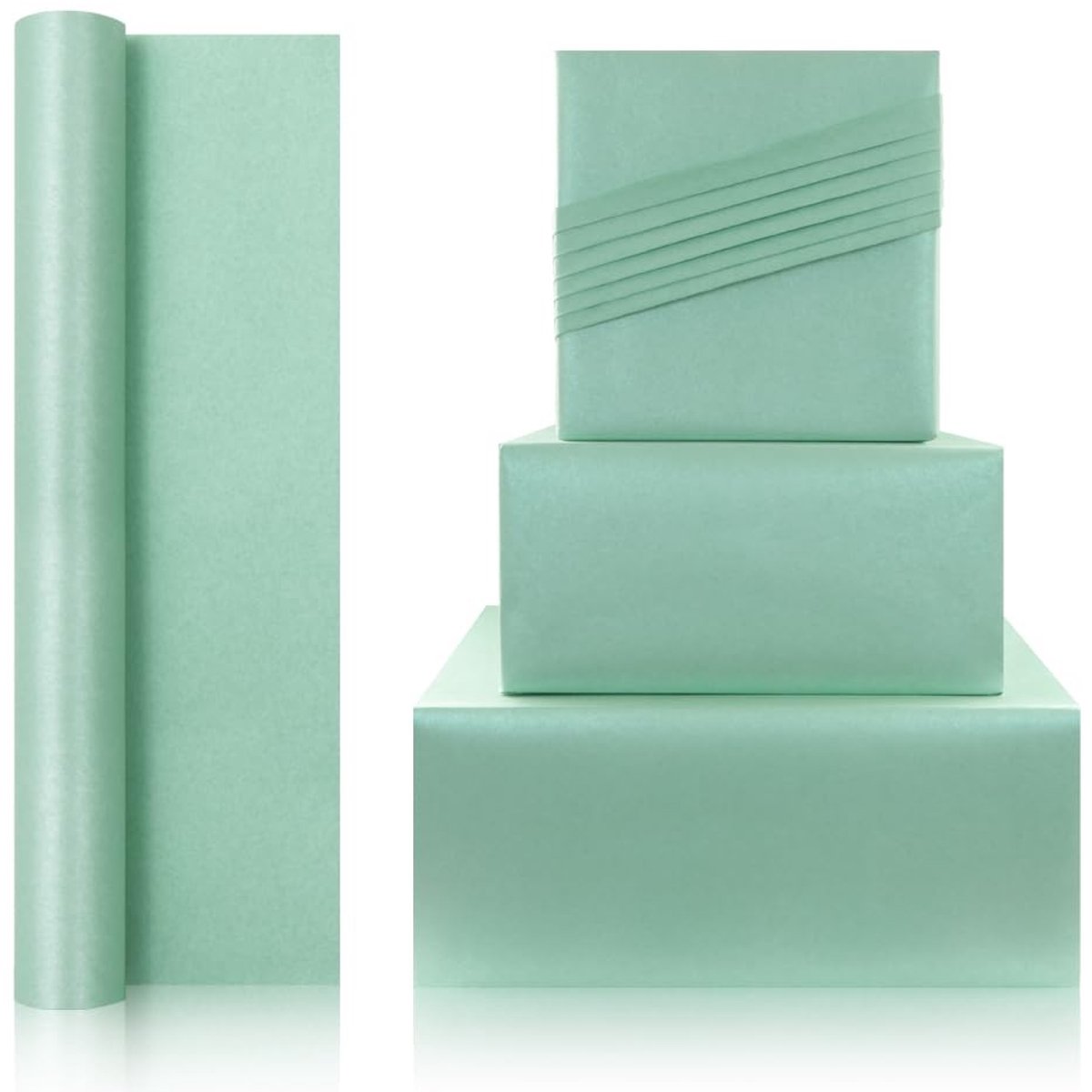 Solidchoice - Dubbelzijdig Glanzend Cadeaupapier in Groenblauw