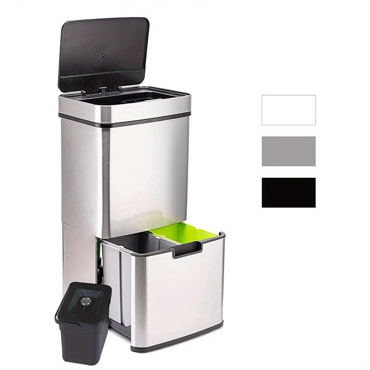 Solidchoice - Afvalemmer met Sensor, 72 L, Roestvrij Staal, 3+1 Recyclingvakken