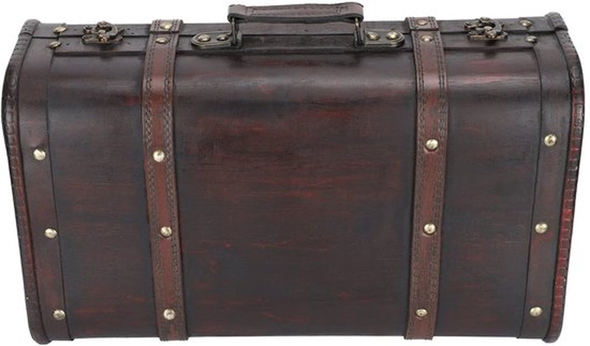 Opbergdoos Decoratieve Koffer - Vintage Hout - 37,8 x 22,9 x 13,5 cm - Antieke Stijl - Organizer voor Kantoor/Slaapkamer - Ideaal voor Boeken/Sieraden - Opbergkoffer