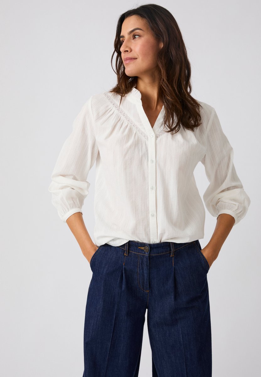 Damart - Jacquard blouse met reliëf - Dames - Wit - 44