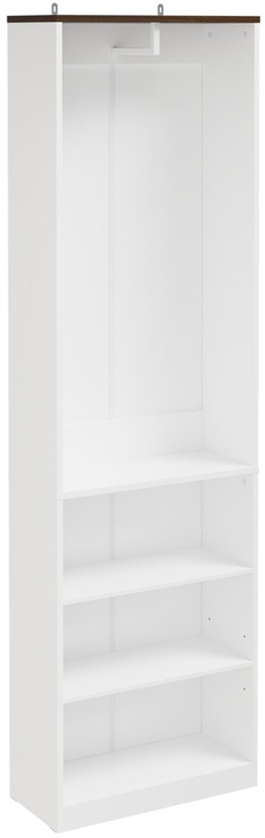 SoBuy Open Kleerkast Wit - Smal Design met Kledingstang en 3 Legplanken - 187 cm Hoog | KSB02-W