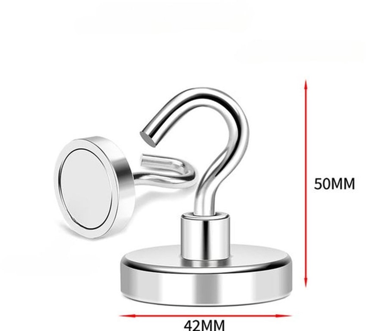 Haak, draaghaak, magnetische haak, keuken- en koelkastopslag, voor ophanging, koelkast, plafond, barbecue - Set van 5 - Zilver (maximale trekkracht 69 kg)