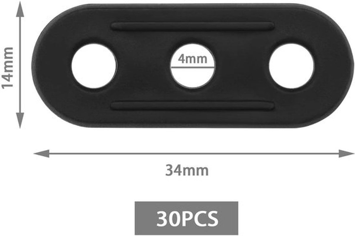 Spantouw 30 Stuks - Kunststof Kabelspanner - 3 Gaten Ontwerp - Lichtgewicht en Duurzaam - 4 mm Gatdiameter - Voor Kamperen en Buitenshuis