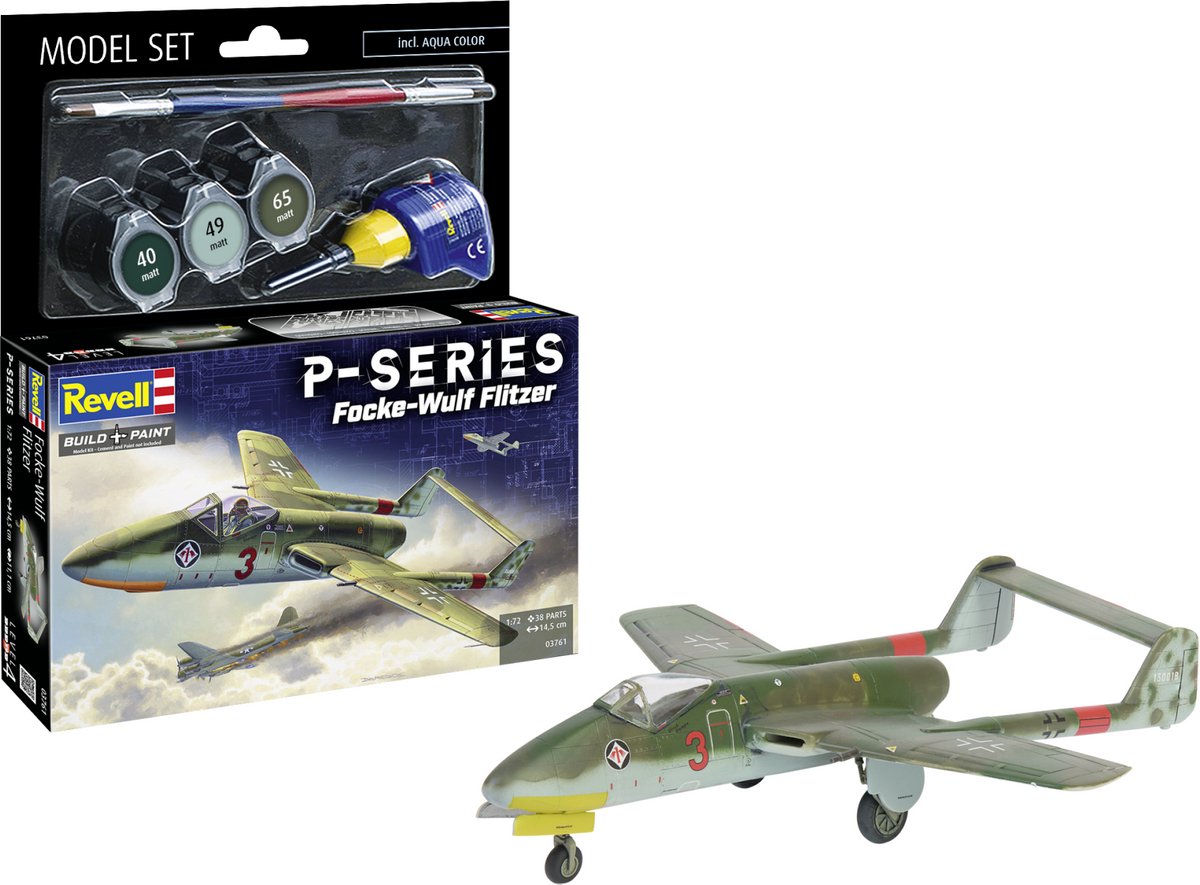 Revell Modelbouwpakket Militaire voertuigen - 63761 Focke-Wulf TL Jäger Flitzer WWII - P-series - Duits Straaljager - Model Set Plastic - 1:72 - Modelbouw