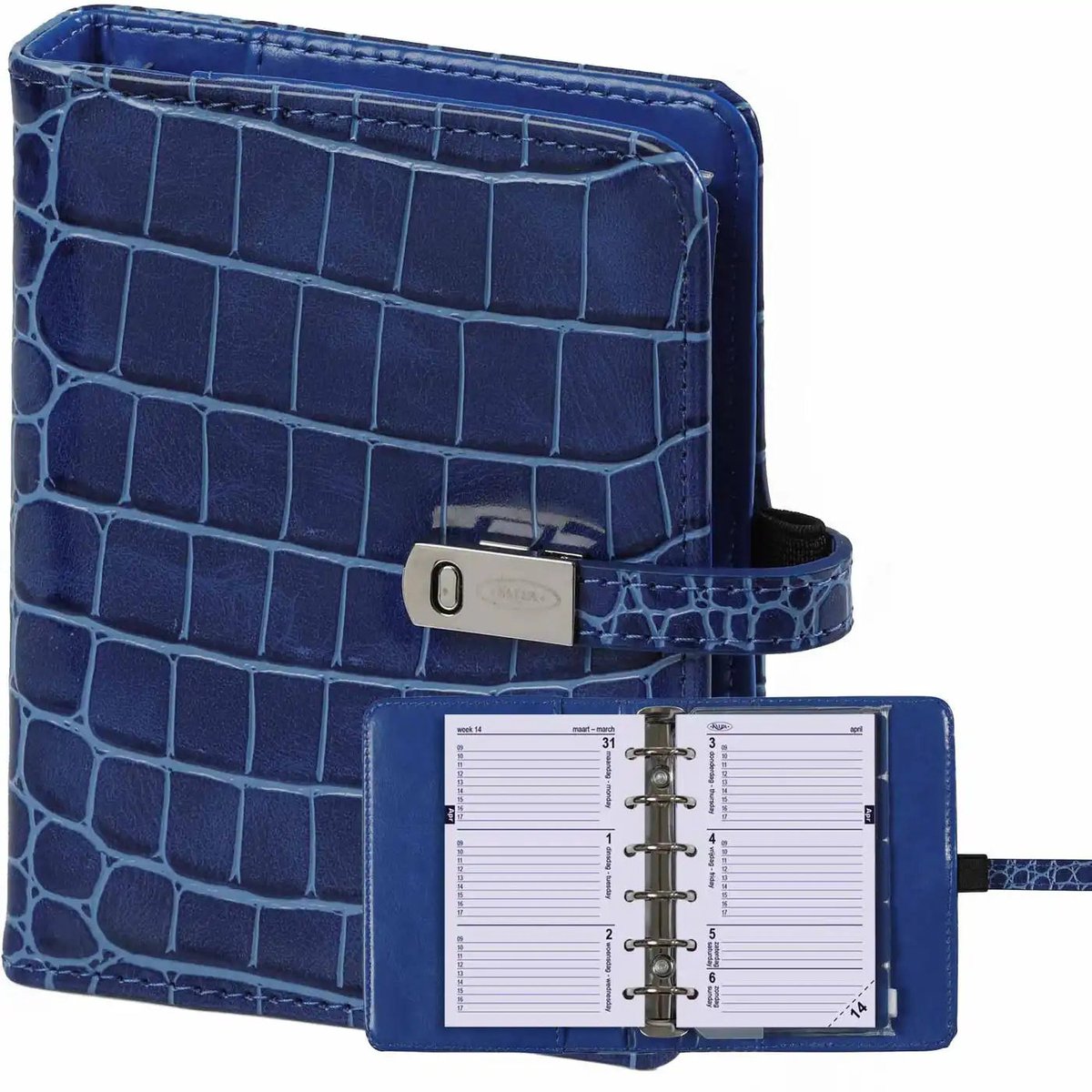 1311-07 Pocket Ringplanner Mediterraans Blauw 1 week per 2 paginas 2026-2027-2028