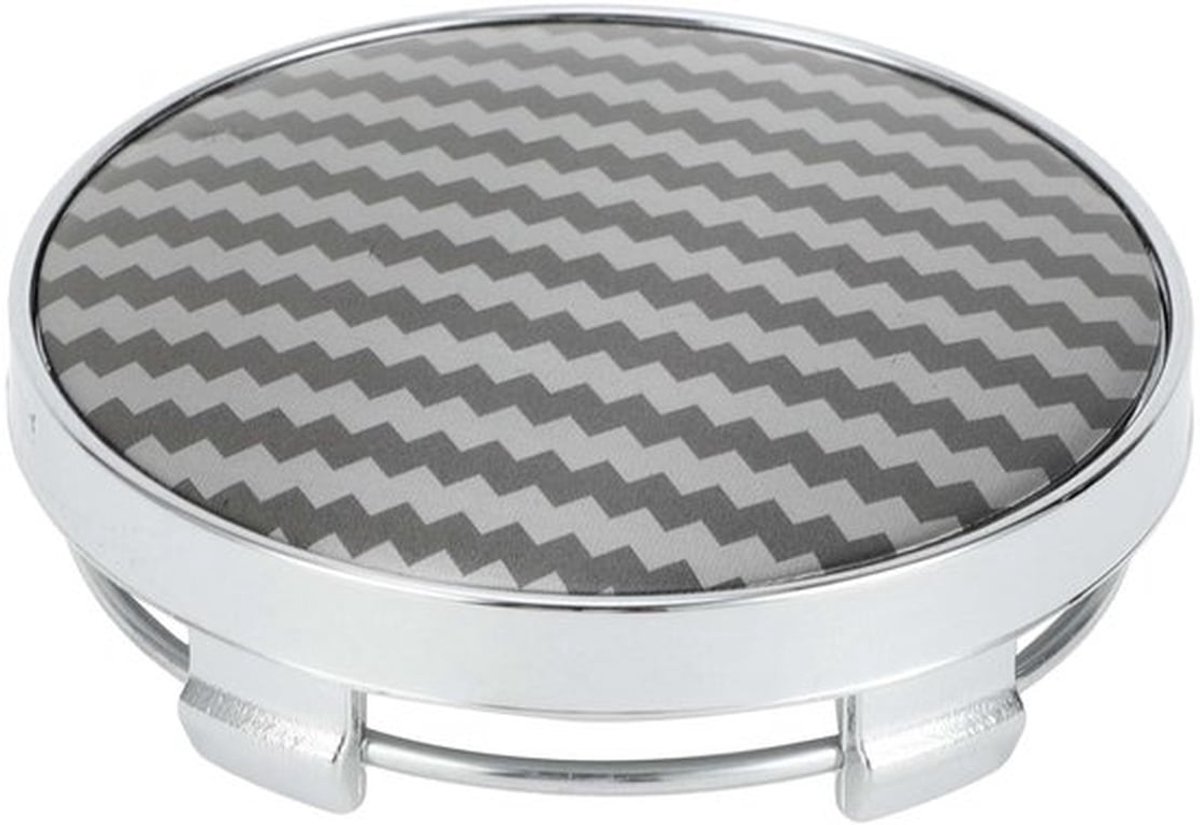 Wielnaafdopjes 60mm - Carbon Fiber Patroon - Zilveren Toon/Zwart - Bescherming tegen stof/vuil - Duurzaam - Eenvoudig te installeren - Naafdop