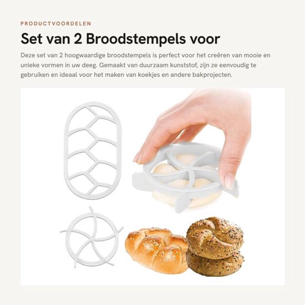 Broodstempel Set van 2 - Broodpers - Brooduitstekers - Bakaccessoires - Gereedschap voor Deeg - Hoogwaardig Kunststof - Brooduitsteker