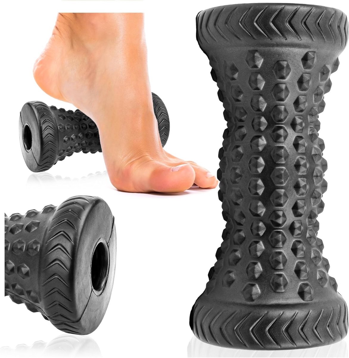 Voetmassageapparaat - Zwart - Siliconen Egelroller voor Diepe Voetmassage - Voor Verlichting van Plantaire Fasciitis en Voetzoolpijn