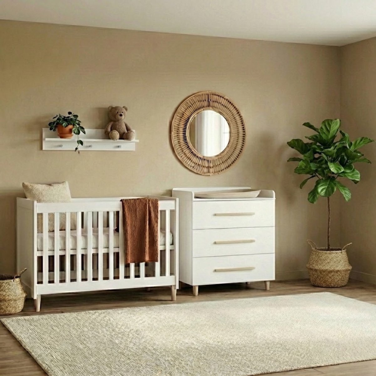 Born Lucky Stockholm Babykamer 2-Delig – Ledikant en Commode – Vanaf Geboorte tot ca. 2,5 Jaar