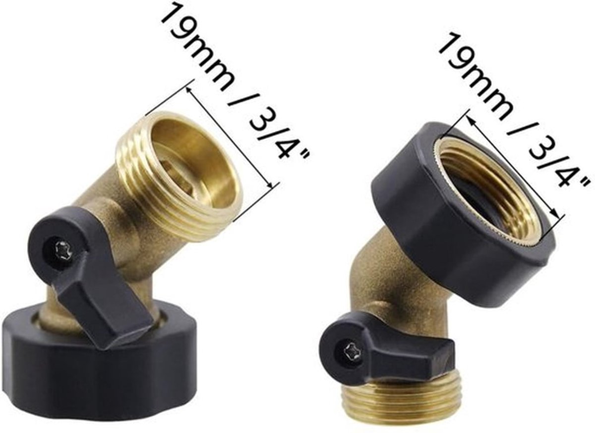 3/4 inch tuinslang connector - 45 graden hoekadapter - Instelbare waterstroom - 1 stuk - Slangadapter - Geschikt voor buitengebruik - Mes...
