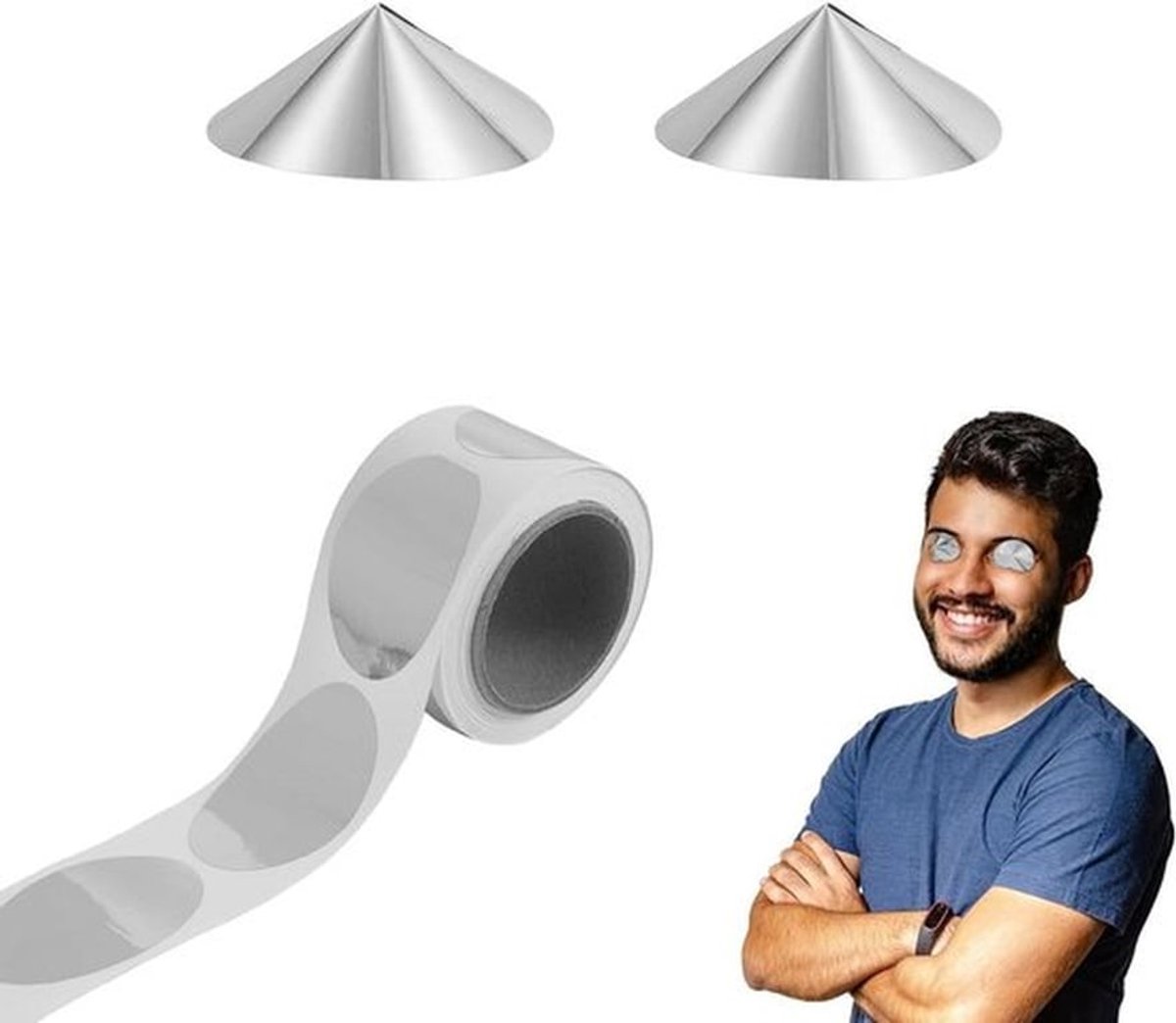 Oogbeschermingskegels voor Zonnebankbrillen - 100 stuks, Eenmalig Gebruik Stickers, Beschermingsbrillen Zonnebaden, Zomer Accessoires - Zilver