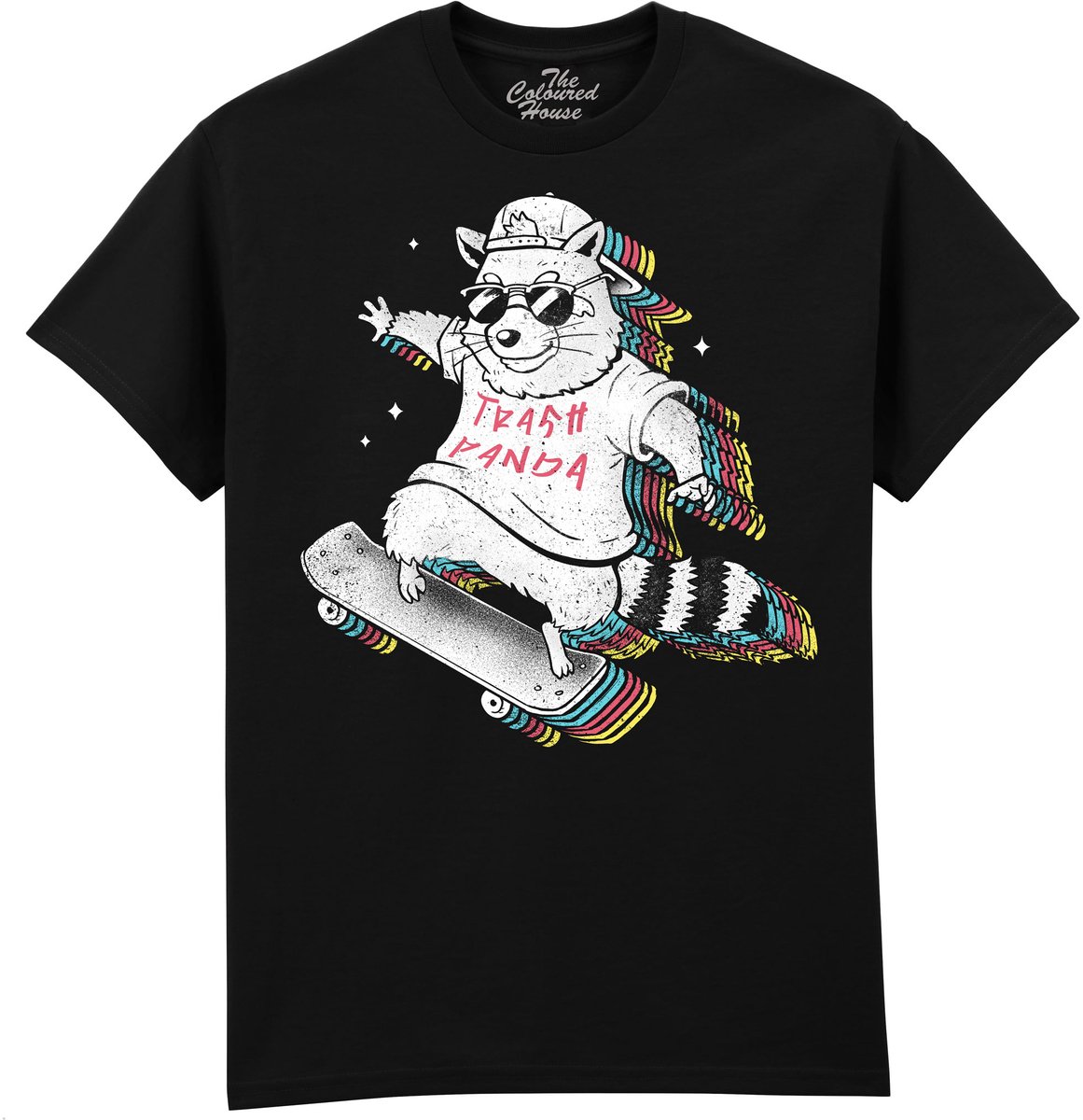 Rainbow Trash Panda The Coloured House T-shirt S