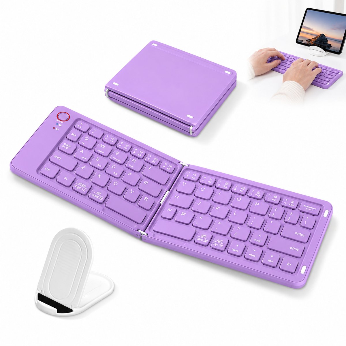 Opvouwbaar toetsenbord - Bluetooth keyboard - Brede compatibiliteit - Stil Typen - voor Tablet Smartphone Laptop Pc IOS Android - Paars