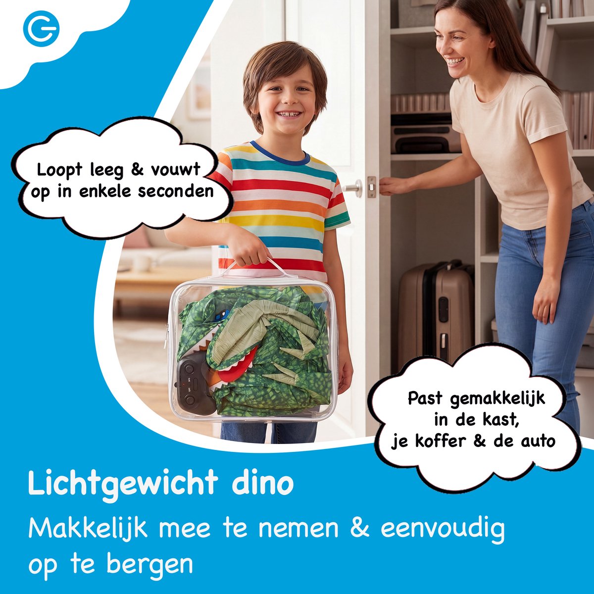 Silvergear® Opblaasbare RC Dinosaurus voor Kinderen - Bestuurbare Dino met Afstandsbediening - 90 cm Hoog - Zelfopblazend in 20 sec - Vooruit, Achteruit & 360° Draaien - Oplaadbaar - Dinosaurus Speelgoed T Rex - Groen - Cadeau voor 4,5,6,7,8+ Jaar — afbeelding 8