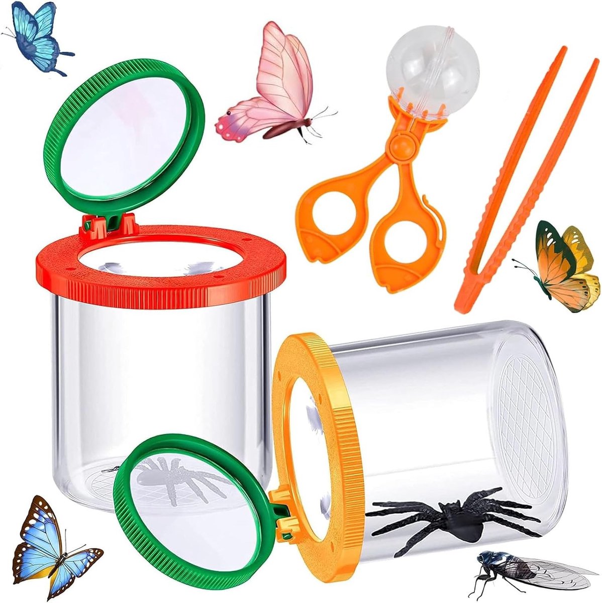 Vergrootglas Kind - Groen - 4-delige set - Inclusief pincet en insectenvanger - Voor Kinderen