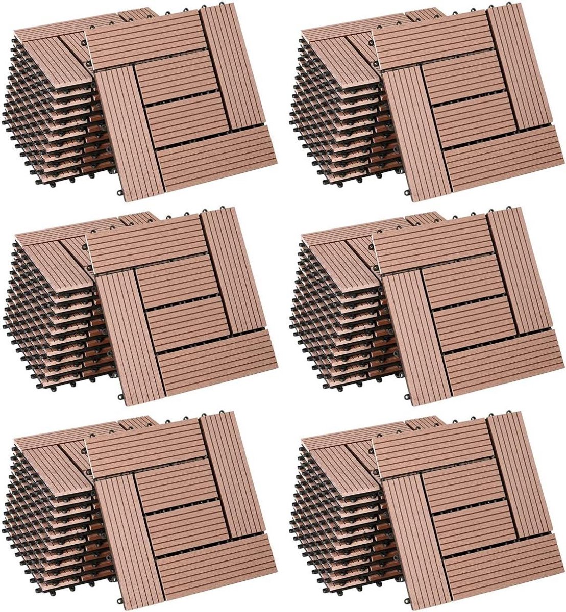 Vlondertegels Set - Terrastegels WPC - Buitenverfraaiing - Insteeksysteem Drainage - 66 stuks - Terracotta