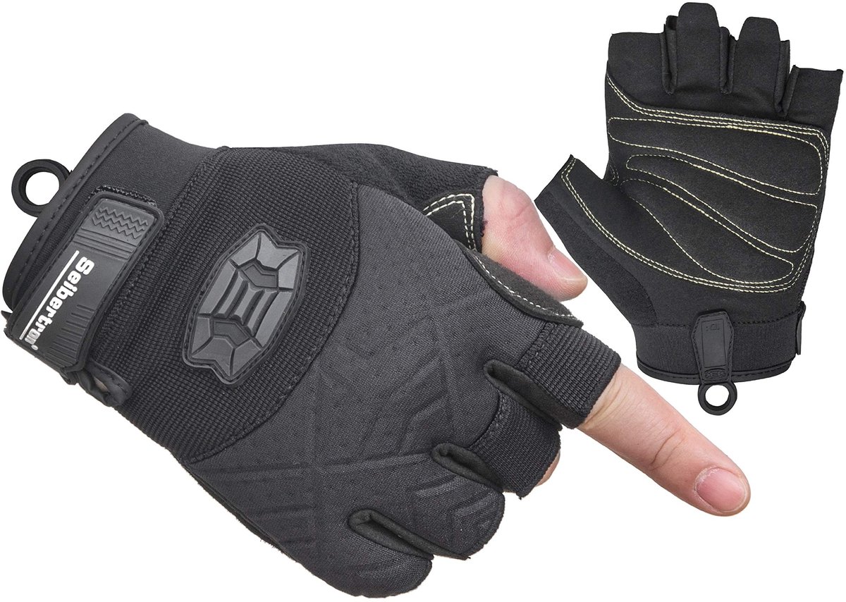 Seibertron Half Finger Padded Palm Lightweight Breathable Climbing Rope Gloves For Climbers, Rock Climbing, Rescue - ShopVlot