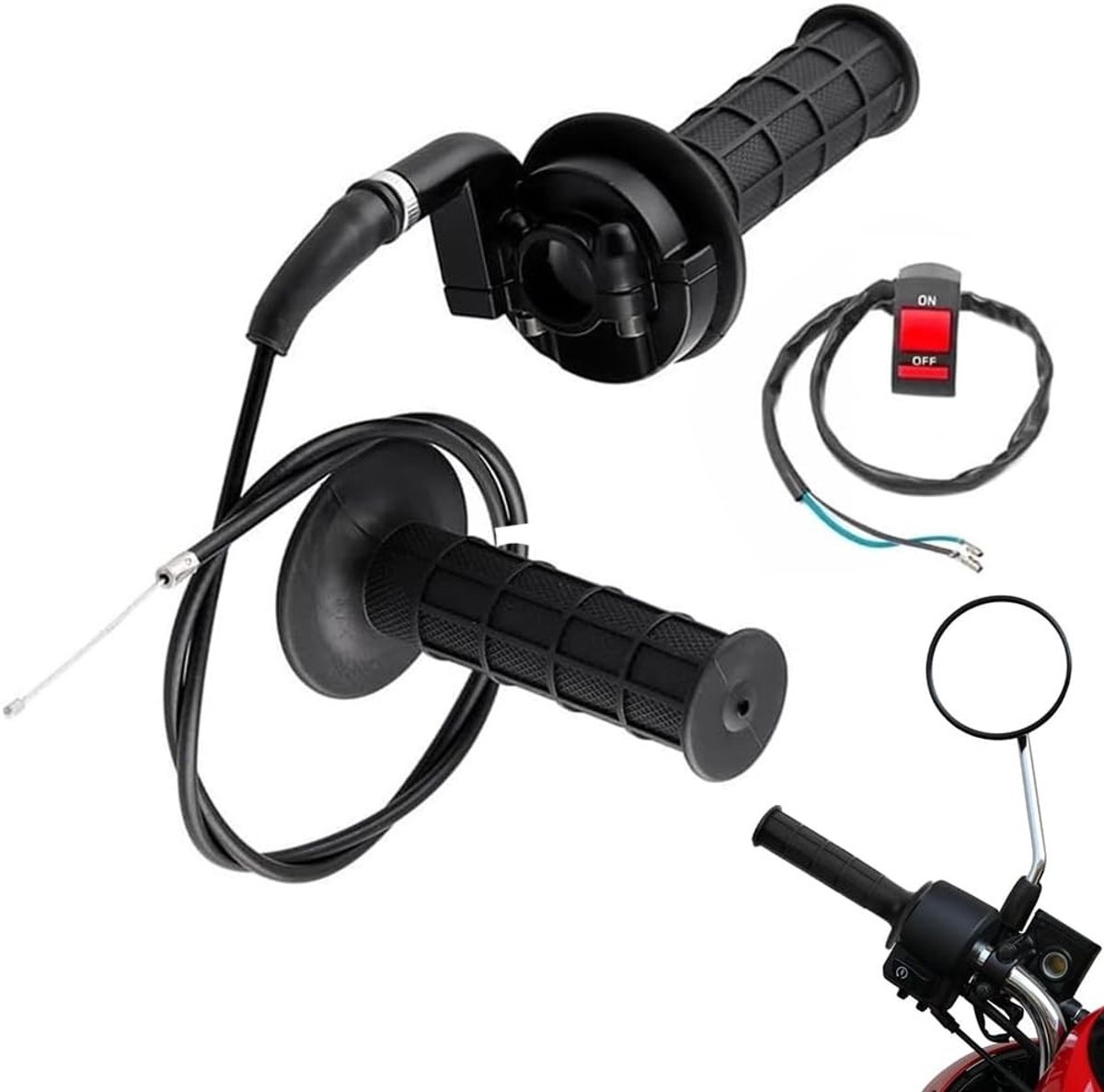 Throttle Grip Kabelset 22 mm voor Twist Grip, Gaslijn en Kill Switch voor 50cc tot 250cc Motoren en Scooters