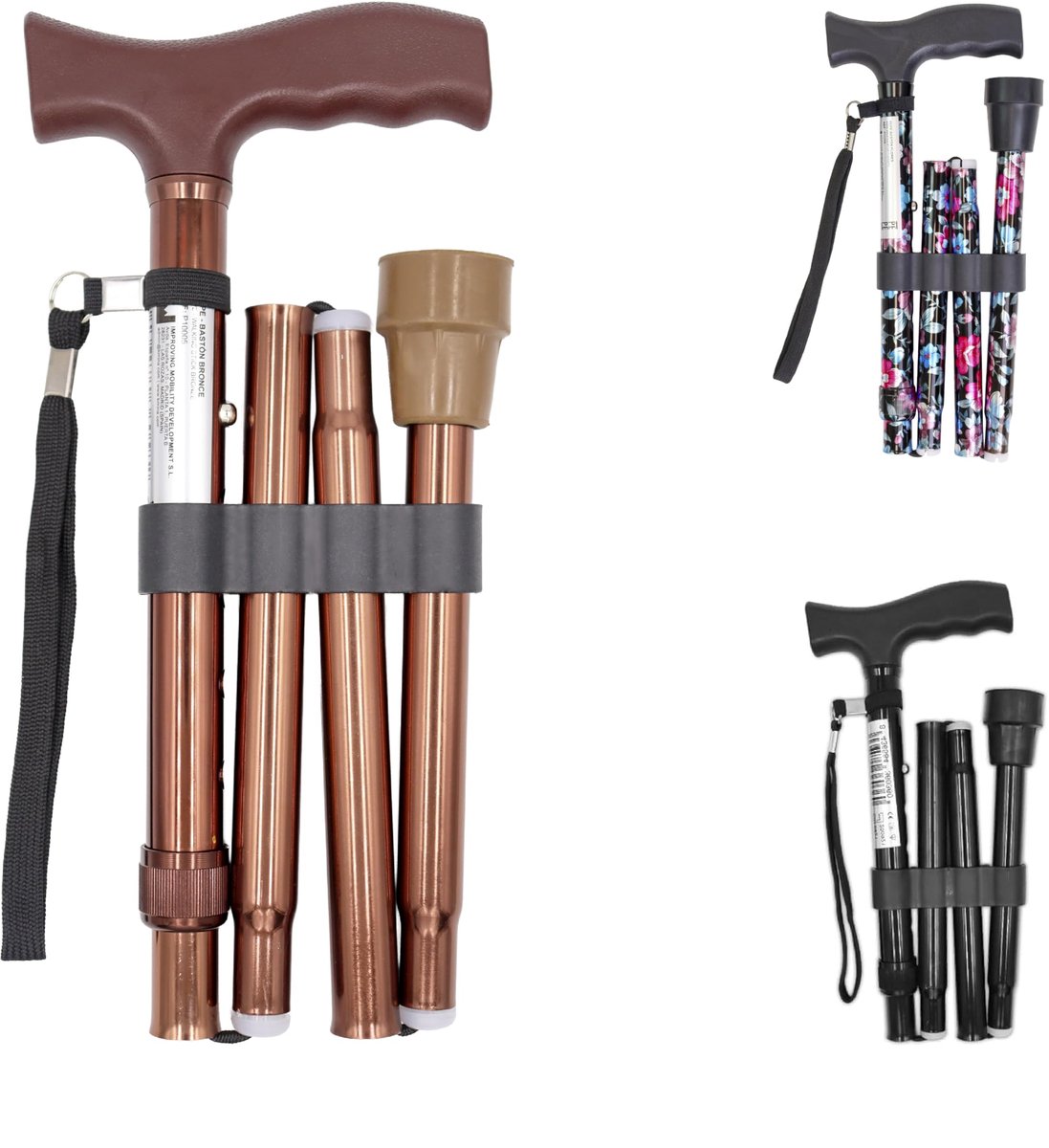 Famanu – Opvouwbare wandelstokken voor mannen, verstelbaar, aluminium, lichtgewicht, ideaal voor senioren en balans, zwart