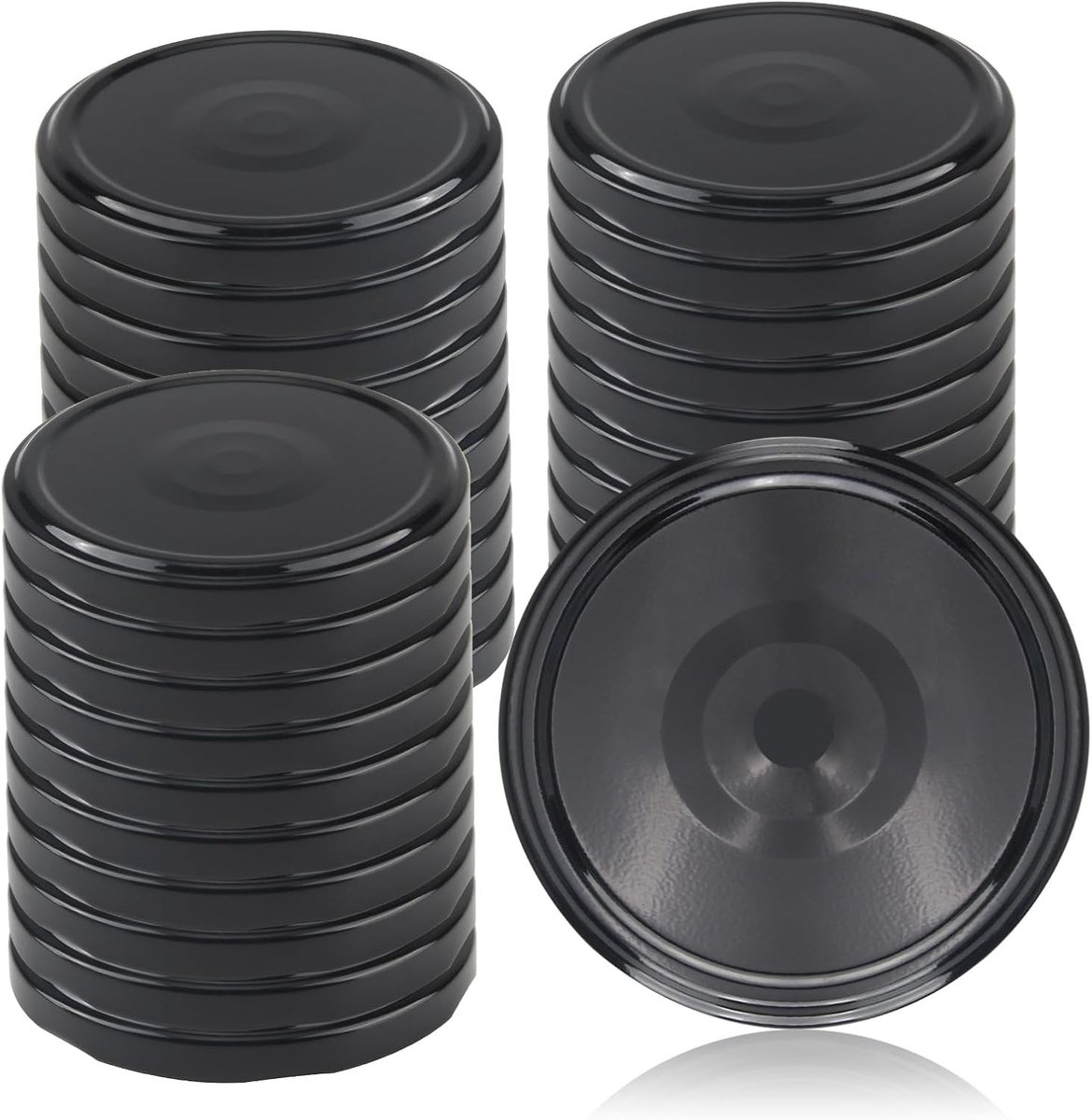 Set van 30 Zwarte Metalen Schroefdeksels voor Potten - Vervangende Deksels voor Inmaak, Conserveren en Jams met 6 Snap Tanden en Diameter van 82 mm