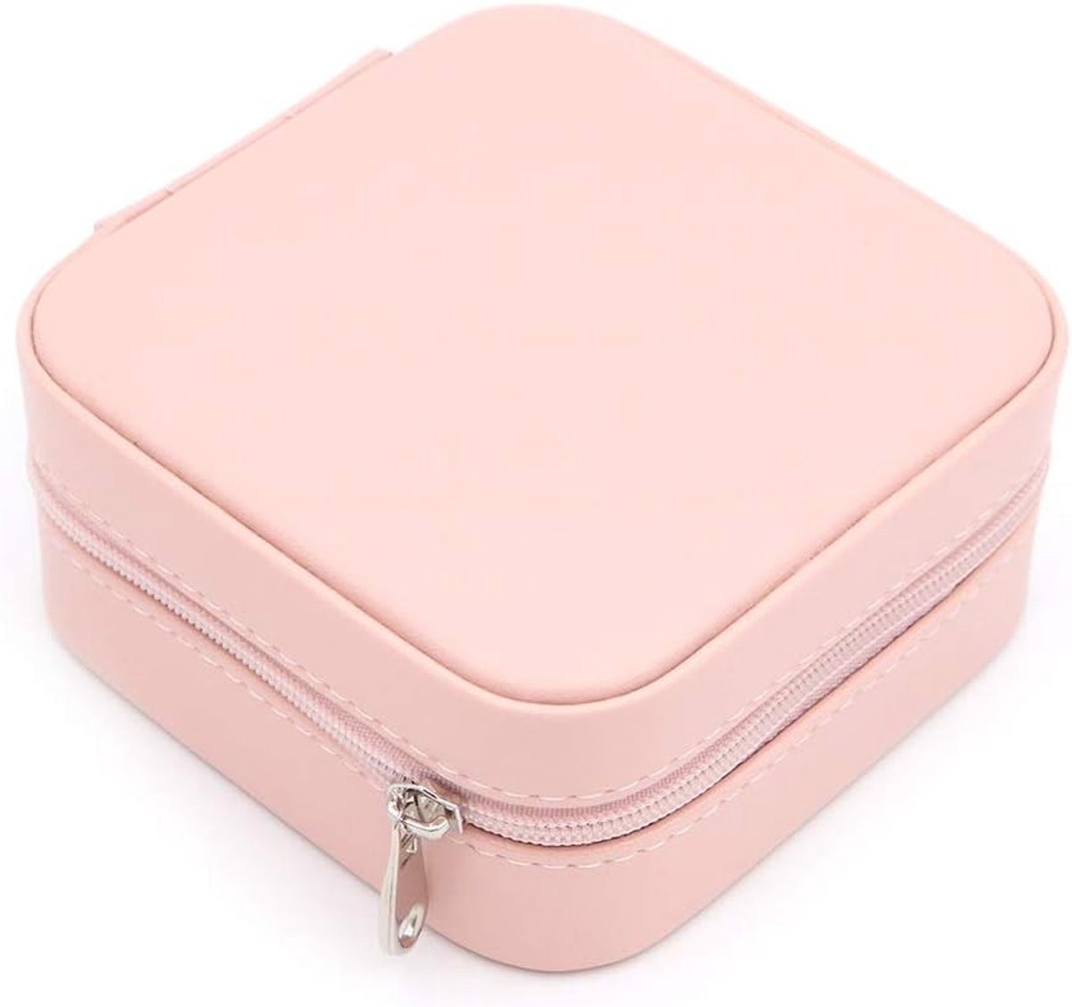 Sieradenopbergdoos van kunstleer voor ringen, oorbellen, kettingen en armbanden - Romantisch roze sieraden organizer met meerdere vakken