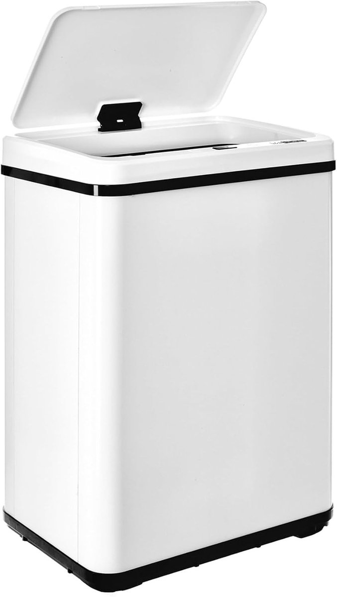 Vuilnisemmer - Wit - 40 l - Met Automatische Openfunctie - Voor Keuken en Kantoor