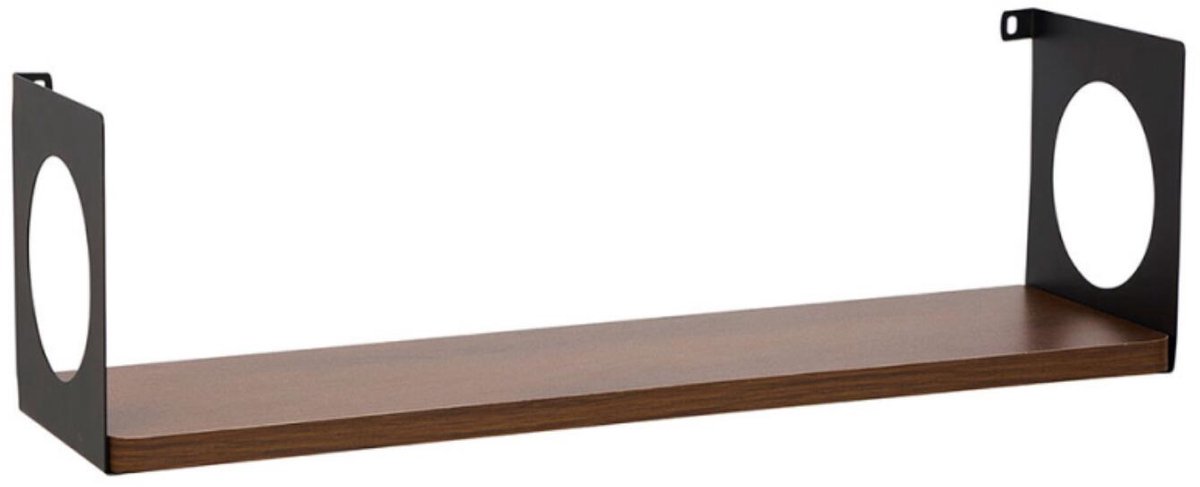 Ostaria Wandplank Romeo - hout/zwart - MDF/ijzer - 50 cm - boekenplank - hangplank
