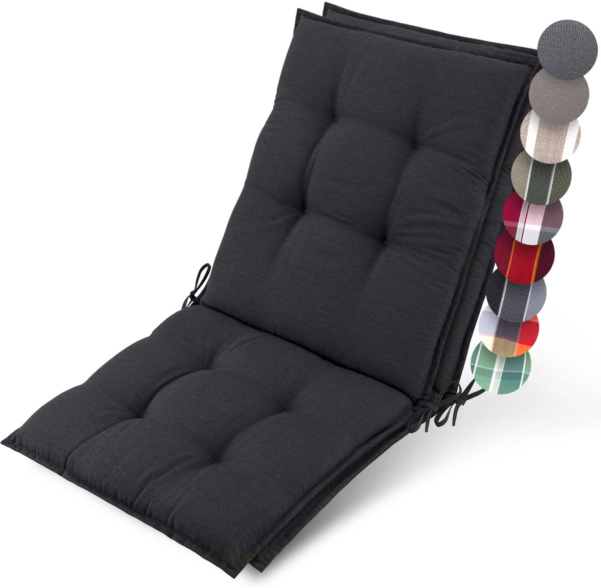 Famanu – Set van 2 lage rugleuning kussens, UV-bestendig tuinstoelkussen voor extra comfort