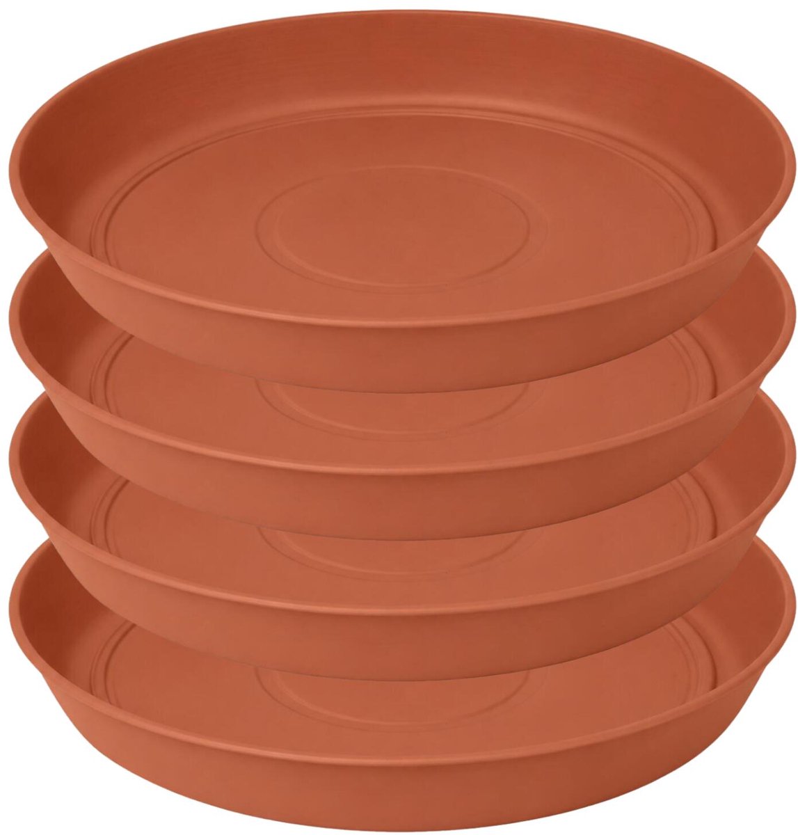 EDA Bloempot onderschaal Romeo - 4x - kunststof - terracotta - D12 x H1,8 cm - opvangschalen