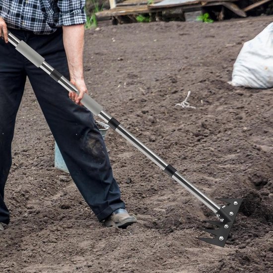 Onkruidverdelger Lange Steel - Handig Tuingereedschap - Gazon Onderhoud - Telescopisch Verstelbaar - Tot 157 cm - Zilver — afbeelding 2