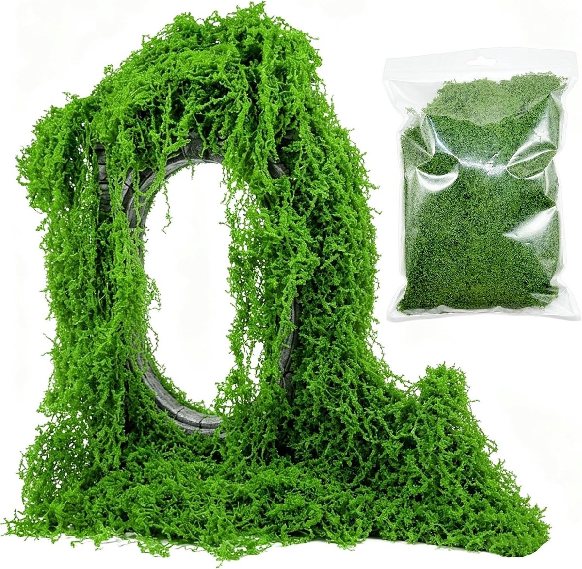 Kunstmos Groen voor Wanddecoratie, Bruiloften en Feestelijke Decoraties - 50 g Donkergroen, Ideaal voor Modelbouw en Doe-Het-Zelf Projecten