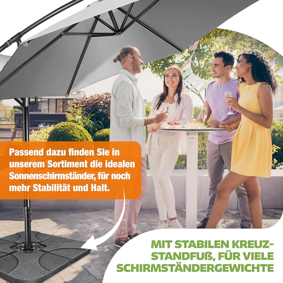 Zweefparasol Aluminium - Terrasparasol Tuinparasol - Schaduw Creëren - Verstelbare Kantelhoek - 350cm - Lichtgrijs – foto 6