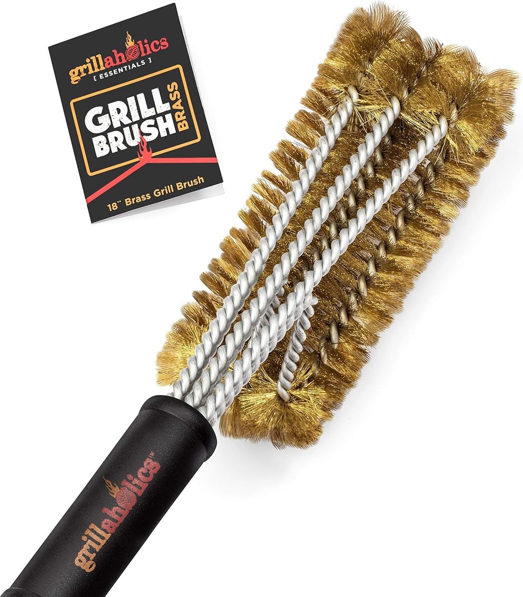 Grill Borstel - Messing - 45 cm - Zachte Varkenshaar Draad voor Het Veilig Reinigen van Porselein en Keramische Roosters