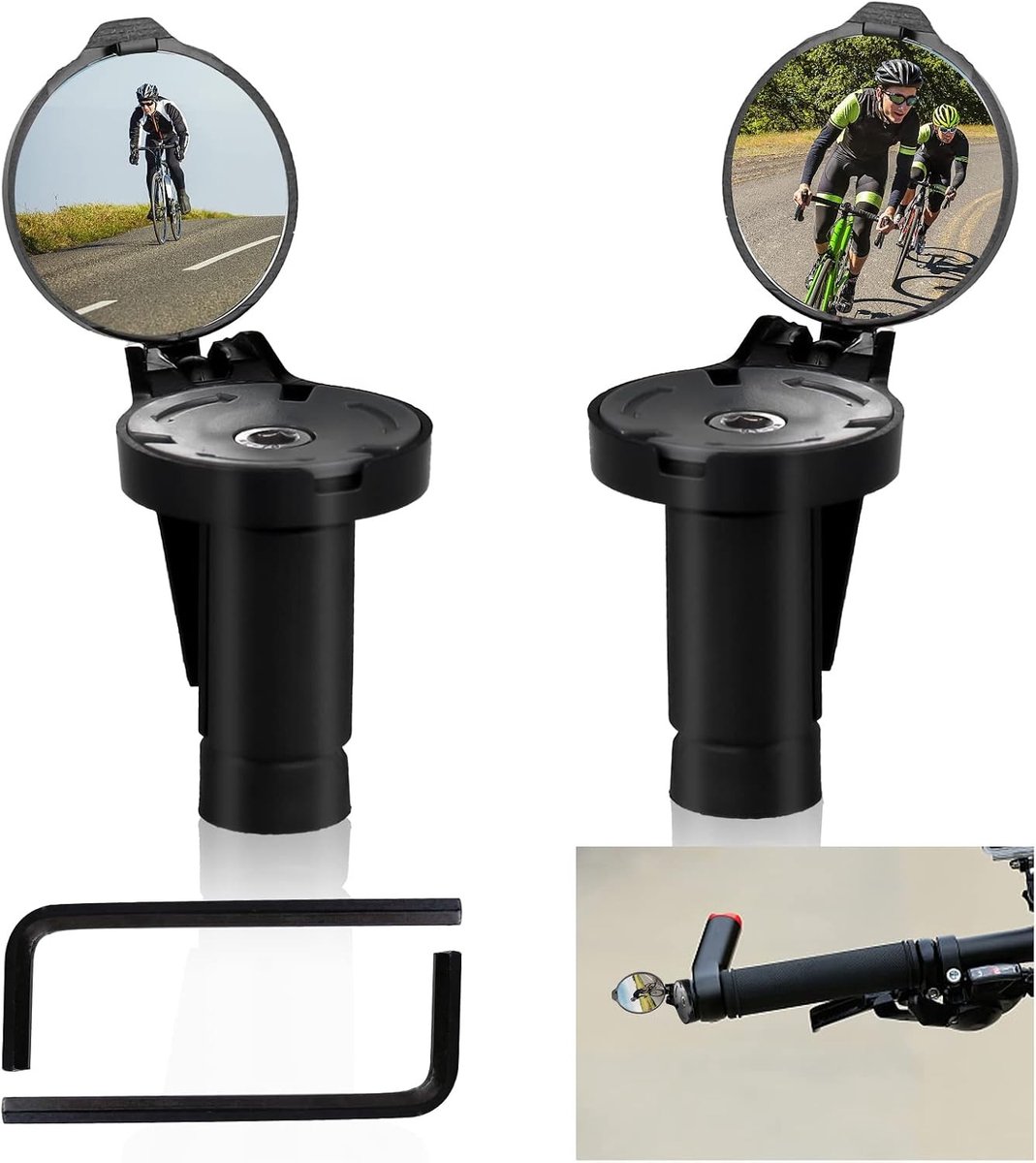 Spiegel Fiets Electrische Fiets - Zwart - 30 mm - Inklapbaar en 360° Verstelbaar - Voor Fiets en E-Bike