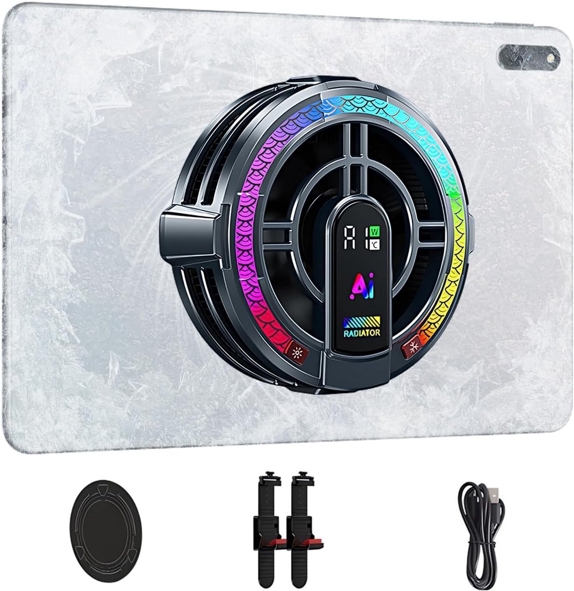 Tabletkoeler - Zwart - Geschikt voor Tablets tot 13 inch - Intelligente Koeler met 4 Koelmodi - Voor Gaming en Multimedia