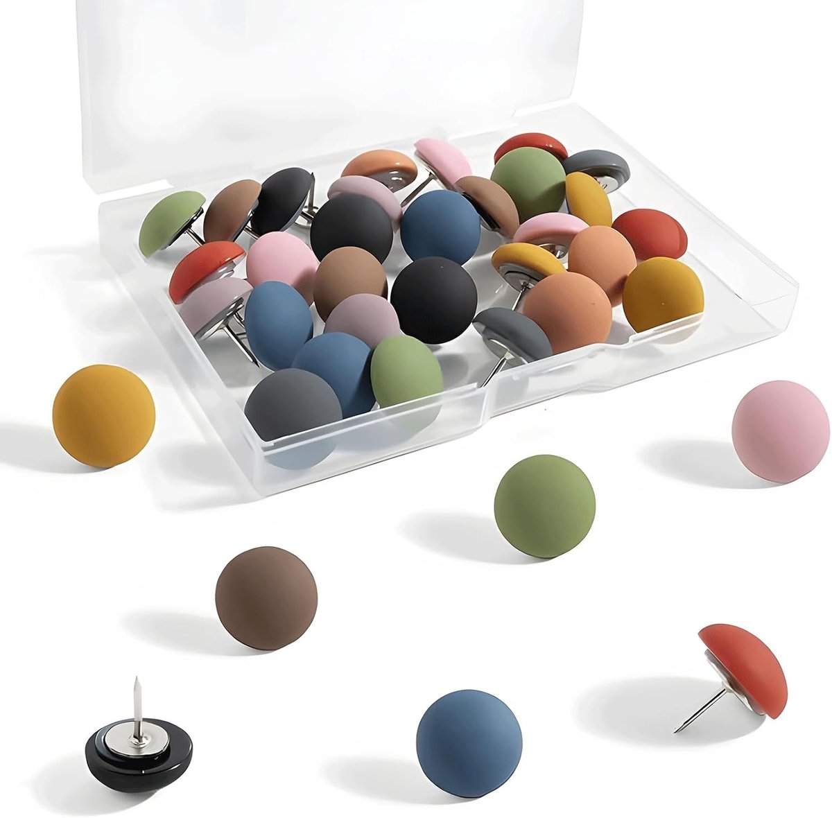 Kleurige Punaises - Multicolor - 30 Stuks - Decoratieve Prikpinnen met Opbergdoos - Voor School en Kantoor