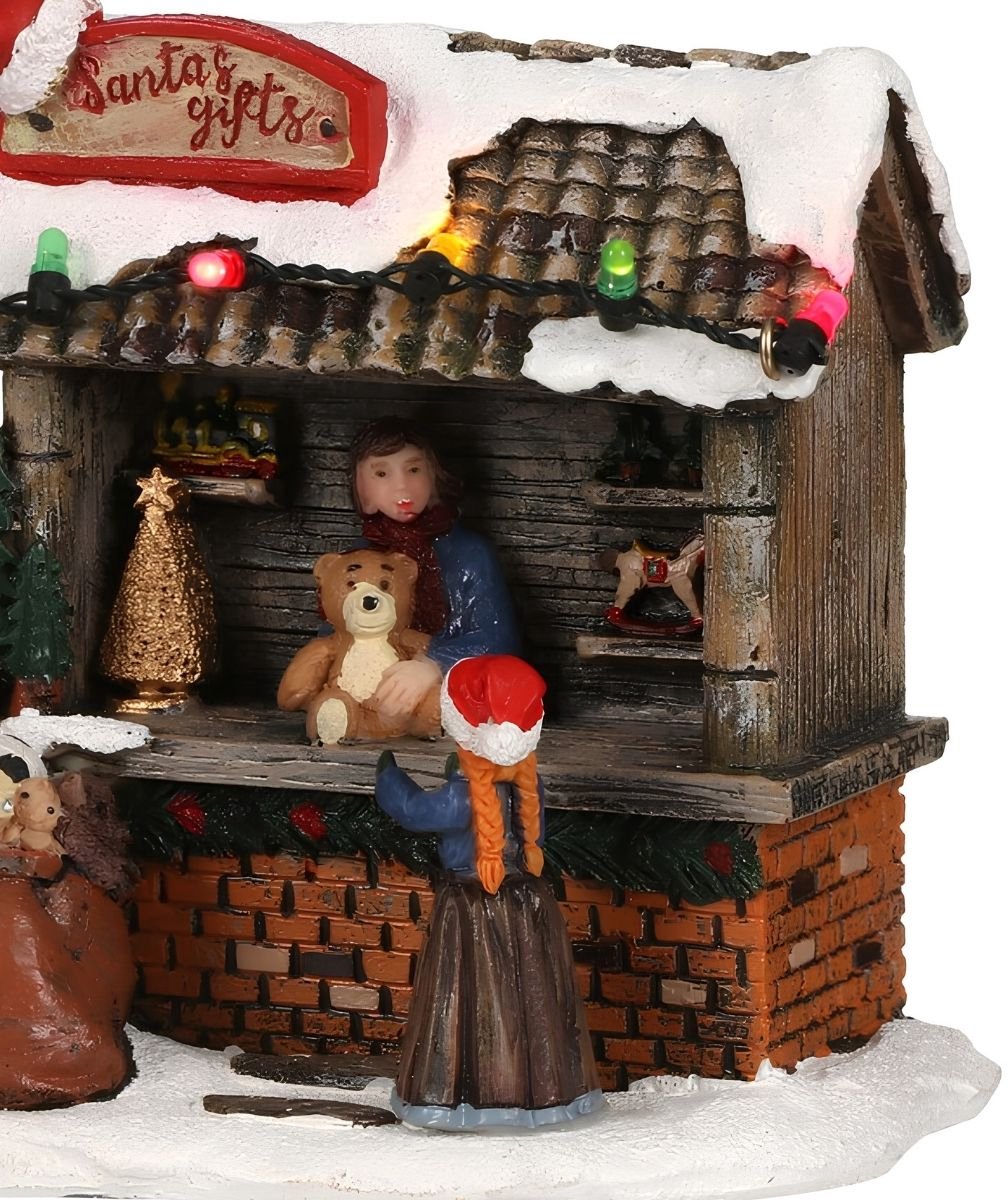 Luville Kerstdorp Miniatuur Santa's Gifts Cadeaukraam - Kerstversiering met Verlichting - Kerst Decoratie voor Binnen - Werkt op Batterijen of Adapter - L14 x B9 x H11 cm - Meerkleurig – foto 5