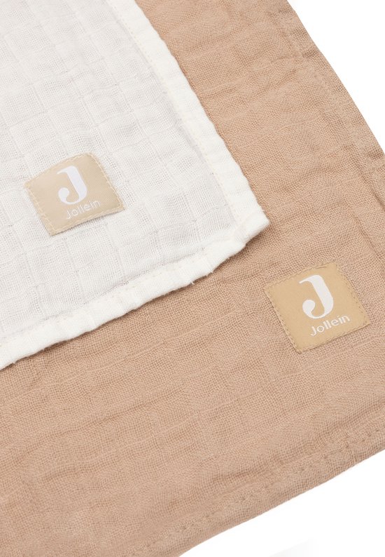 Jollein - Hydrofiele Doek Large 115x115cm - Inbakerdoek - Zacht Katoen - 2 Stuks - Biscuit/Ivory van Jollein — afbeelding 3