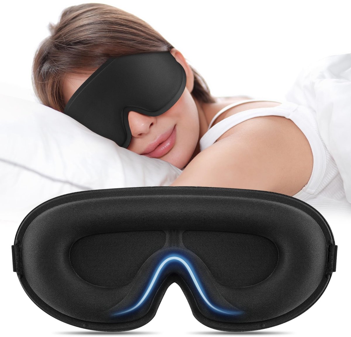 Verduisterend slaapmasker voor dames en heren, oogmasker zonder oogdruk, lycra-stof, 3D-ergonomisch ontwerp - ShopVlot
