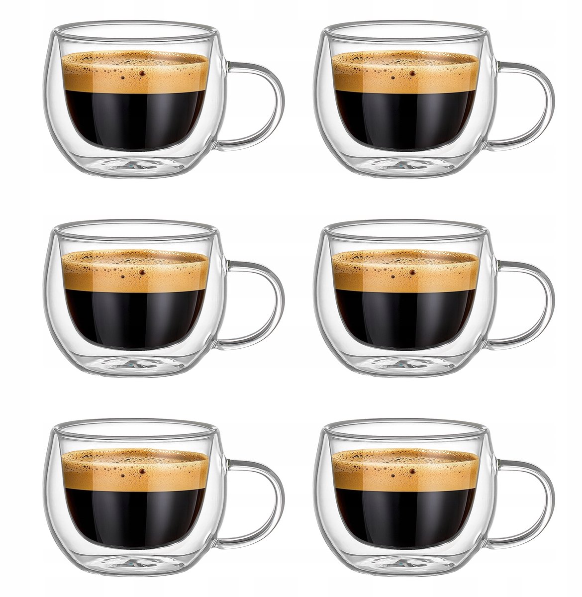 Thermos Glazen voor Koffie & Thee (80ml, Dubbelwandig, 6 stuks)
