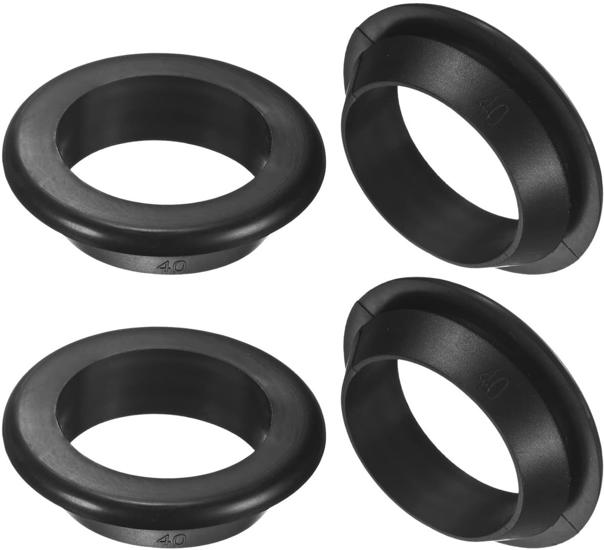 4-pack rubberen doorvoertules voor kabelreling, 40 mm boorgat, 35 mm ID oogringpakking voor bedrading, draadkabel en automotive toepassingen, zwart