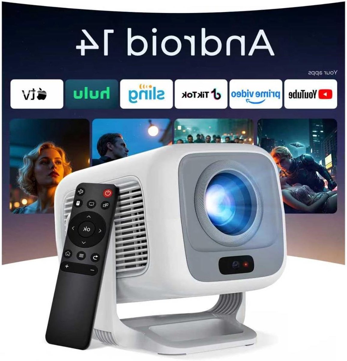 Smart Beamer - Draagbare Projector - Film Avonden - Automatische Keystone - Native 1080P - Zwart