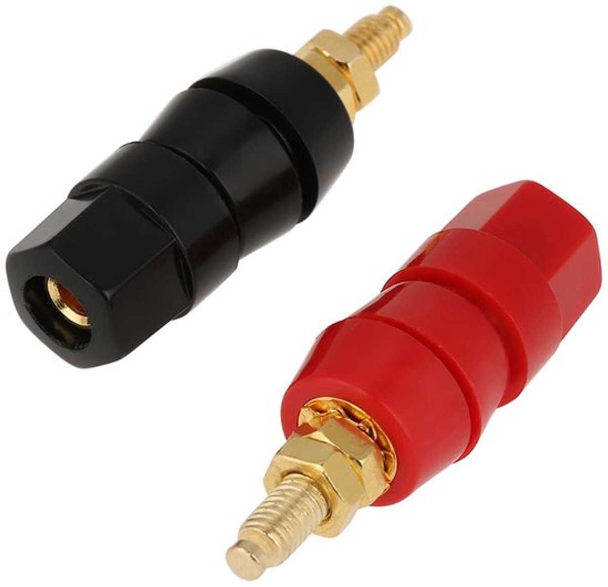 - Banana pluggen - 4 mm luidsprekeraansluitingen - Kies voor een betrouwbare audioverbinding - Kleur: zwart en rood - Perfect voor audiosystemen -